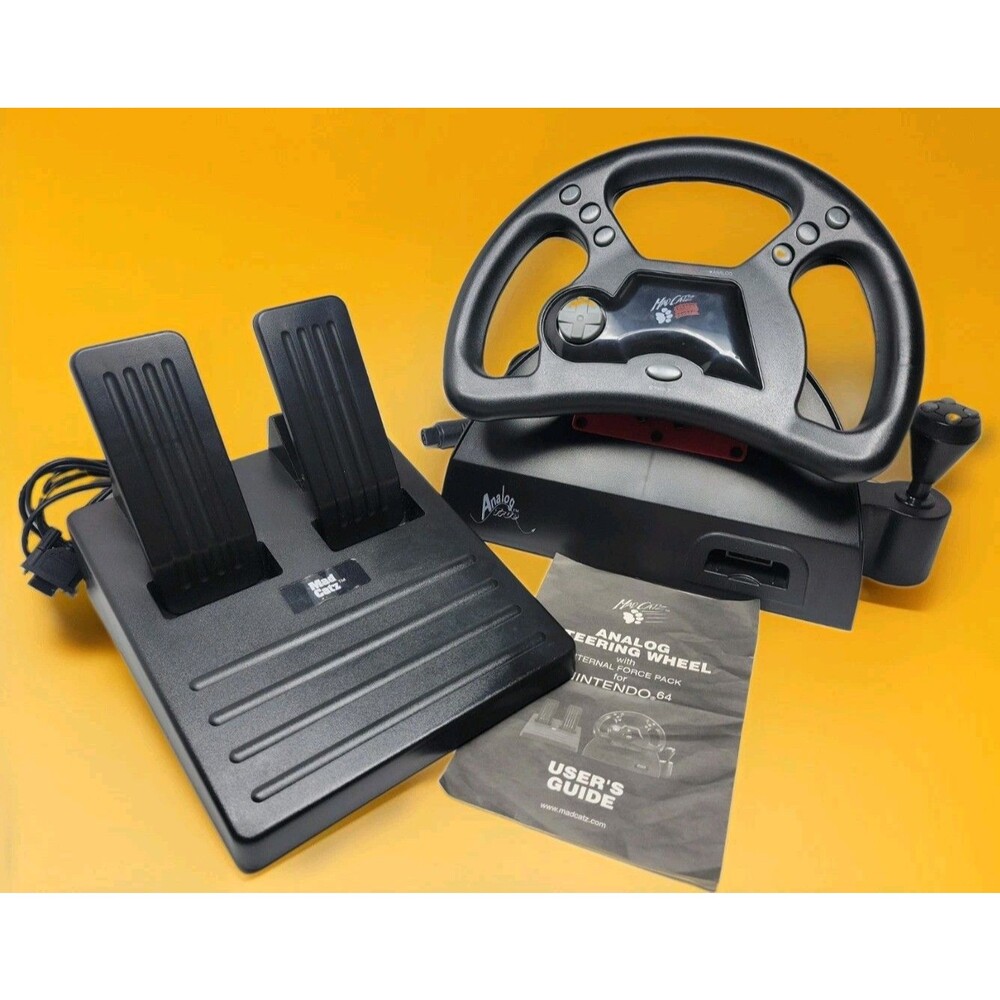 Mad Catz Analog Steering Wheel + Foot Pedals for Nintendo 64 Original Box